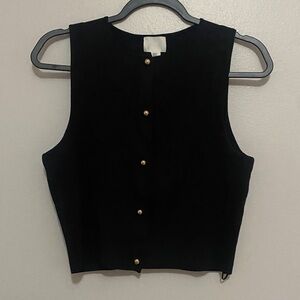 H&M Black Vest Top with Gold Buttons